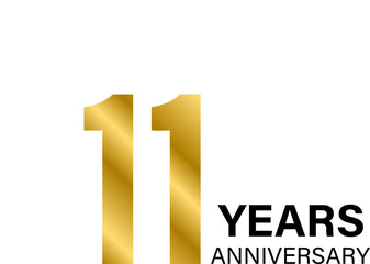 11 years anniversary gold icon for graphic design, logo, website, social media, mobile app, UI illustration