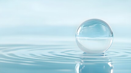 A Glass Sphere Reflecting Ripples on Water