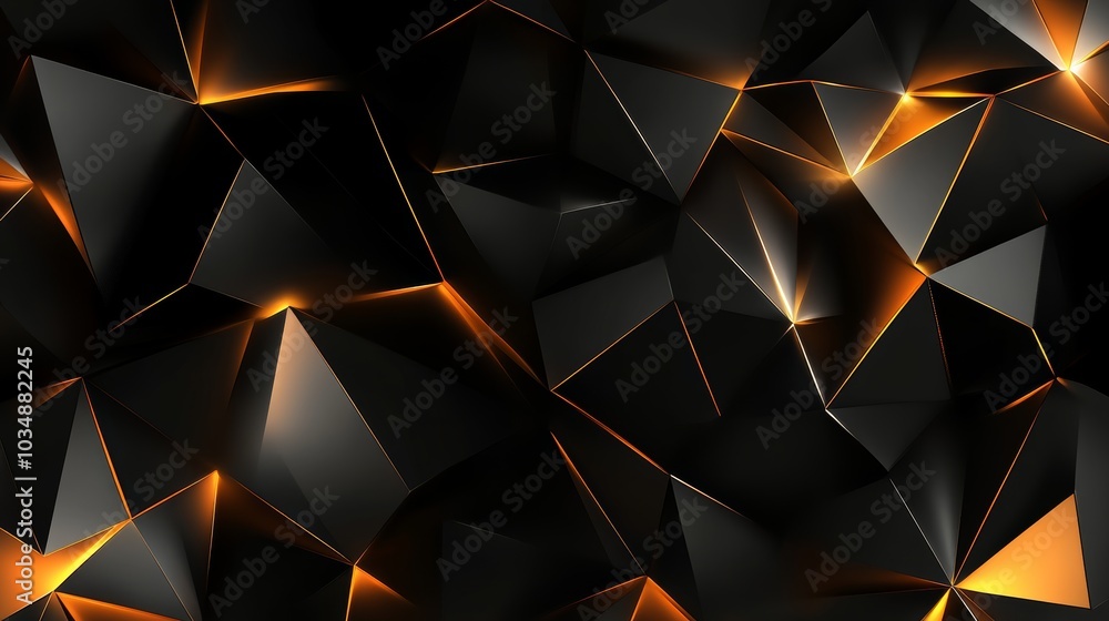 Poster a textured black and orange geometric background with sharp angles and glowing edges, ideal for desi