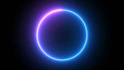 Neon circle loading icon. Neon light glowing circle frame background.