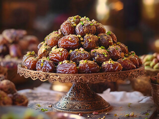 Dates kept in a plate.