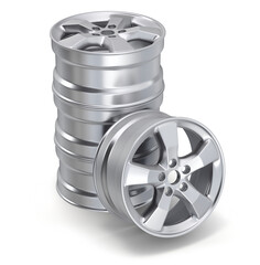Car rims set on white background - 3D illustration
