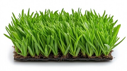 A photostock images of a dense green field of fresh grass, isolated on white background, High Quality