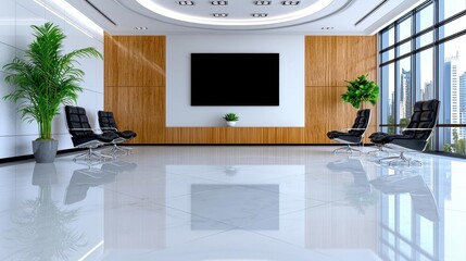 A photostock images of a modern office interior, isolated on white background, High Quality
