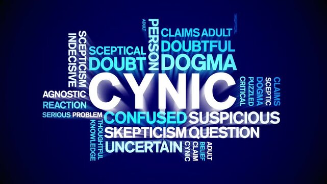 Cynic animated word cloud;text design animation tag kinetic typography seamless loop.