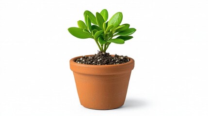 Fototapeta premium A photostock images of a root-bound plant in a pot, isolated on white background, High Quality