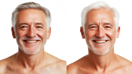 Relaxed Smiling Senior Men on White Background Generative AI