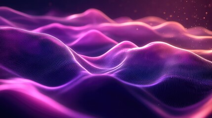 Obraz premium Luminous 3D neon purple wave radiating beautifully against a dark background