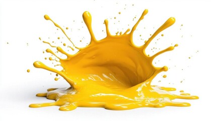 A photostock images of bright yellow paint splash, isolated on white background, High Quality