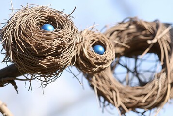 _ . Bird nests (O) The shape of bird nests can resemble the lett