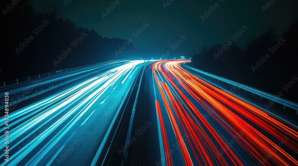 Poster abstract light background featuring illuminated roadways nighttime highway traffic motion lights and