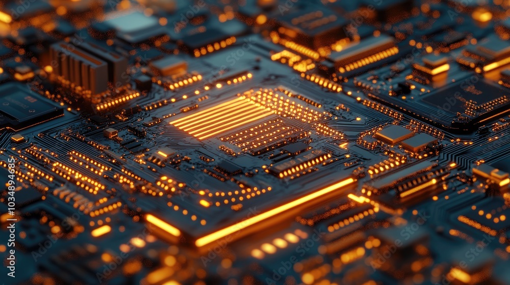 Poster high resolution detailed image of a circuit board for a groundbreaking technology device showcasing 