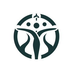 a green circle with two people in the middle.