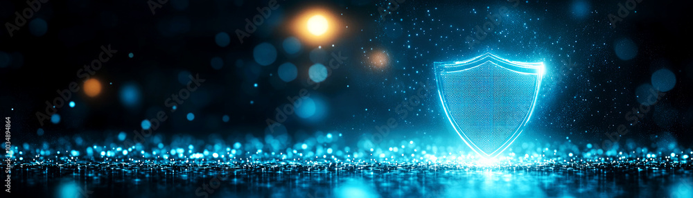 Aufkleber a conceptual image of data breach protection, showing glowing shields rising from the ground to bloc