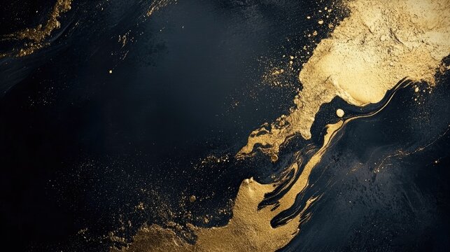 Abstract gold shimmer strokes on a dark backdrop Handcrafted painted frame Contemporary textured design Sparkling template for premium cards or certificates Stylish open layout with space for text