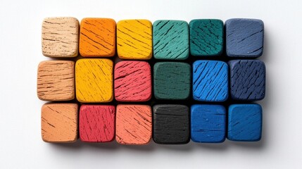 Fototapeta premium A photostock images of colorful pixel blocks forming a gradient, isolated on white background, High Quality