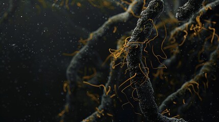 Obraz premium Ancient microbes under microscope reveal intricate cellular structures, showcasing their mysterious and ancient nature, ideal for scientific and educational content.