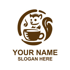 a picture of a cat with a cup of coffee.