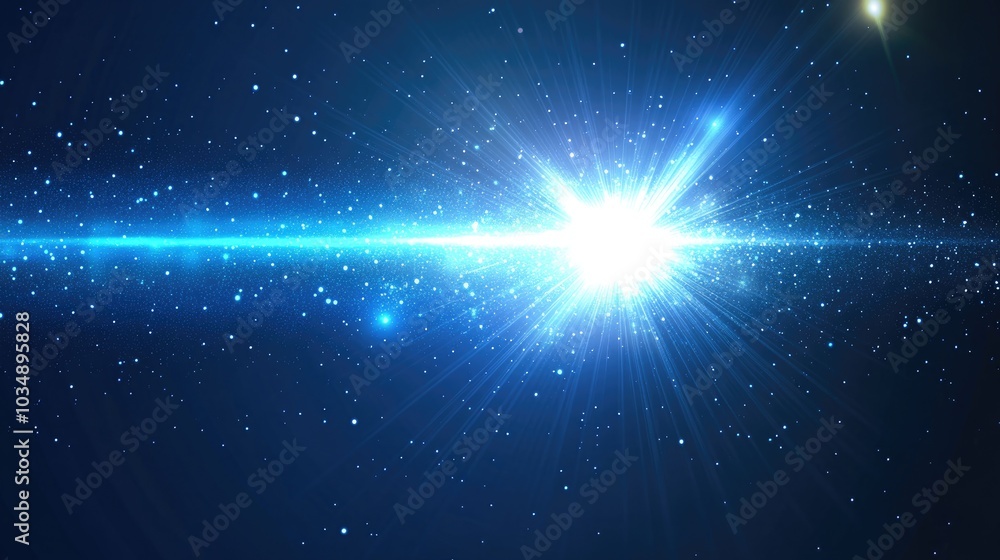 Poster blue light beams and lines on a dark backdrop a vector representation of advanced energy technology 