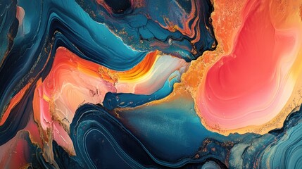Vibrant Abstract Rock Formation Featuring Fluid Textures and Bright Colors Enhanced by Natural Light