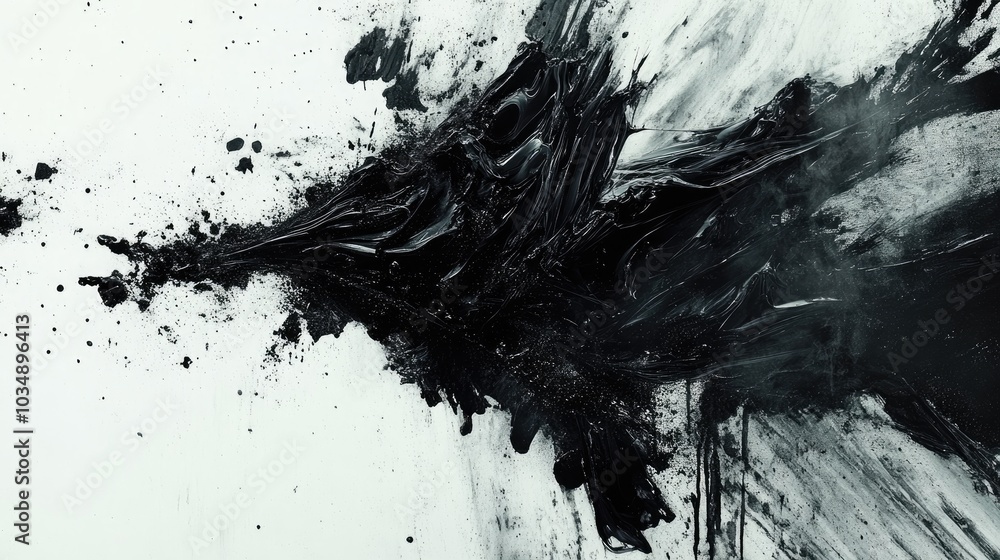 Aufkleber abstract black paint splashes and brush strokes creating a dynamic and artistic stain effect