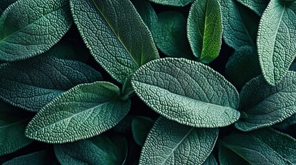 Obraz premium Close-Up of Textured Green Leaves in Natural Setting