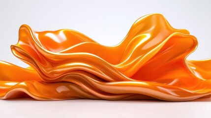 Fototapeta premium A photostock images of dynamic orange and red flowing waves, isolated on white background, High Quality