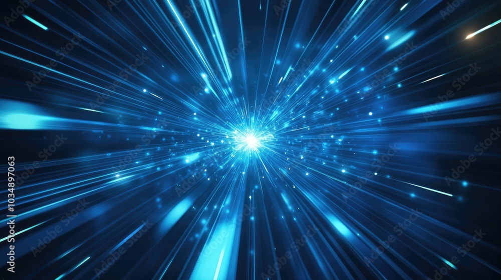 Aufkleber blue light beams and lines on a dark backdrop a vector representation of advanced energy technology 