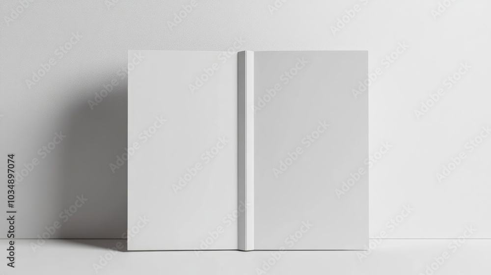 Poster vertical white booklet mockup a4 size split into two sections displayed against a white background 3