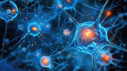 Interconnected neurons transmitting electrical signals