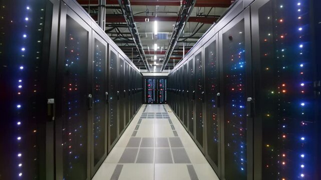 Rows of Servers in a Large Data Center, A supercomputer running simulations of genetic evolution