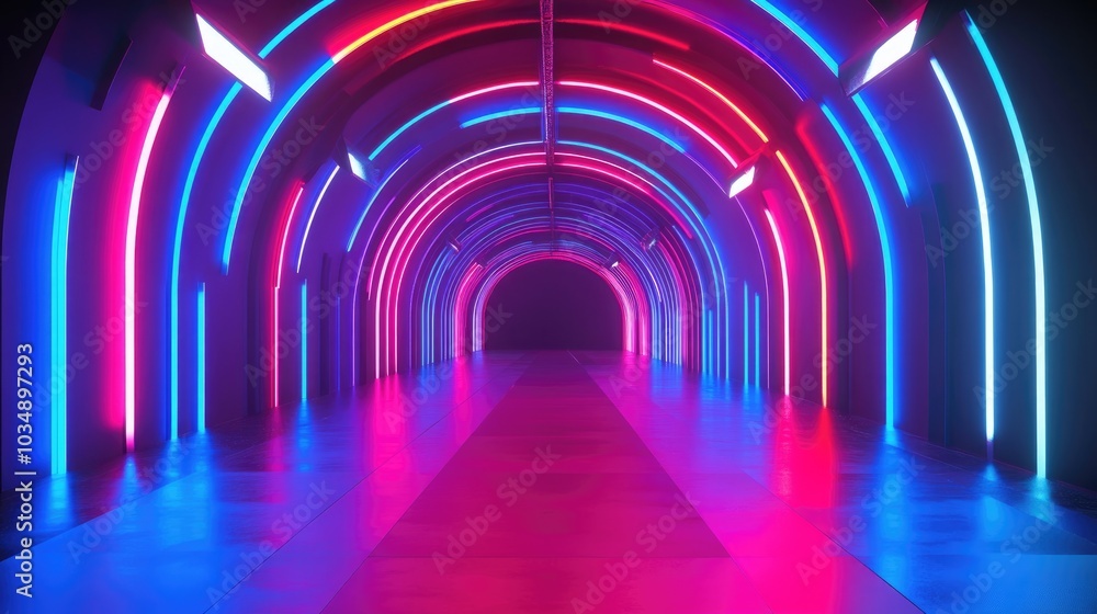 Aufkleber abstract background featuring a fashion stage with a retro design showcasing an empty tunnel corrido