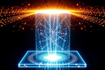 Quantum Computing Hologram Visual representation of quantum bits