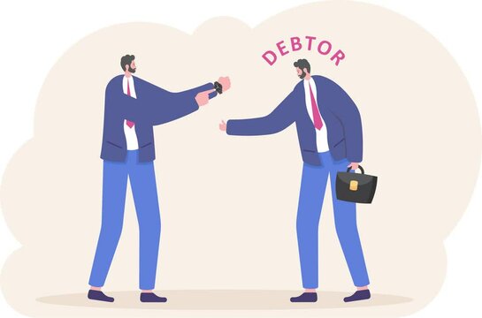 man debtor delay payments to creditor, vector illustration

