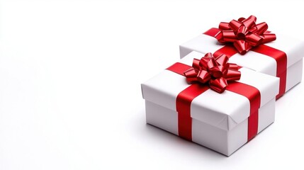 Obraz premium A photostock images of gift boxes with ribbons, isolated on white background, High Quality