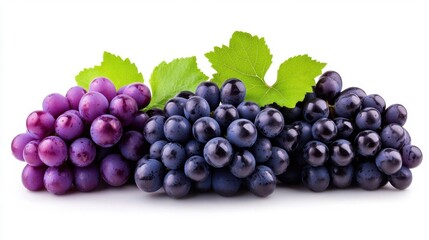 Fototapeta premium A photostock images of grapes and leaves, isolated on white background, High Quality
