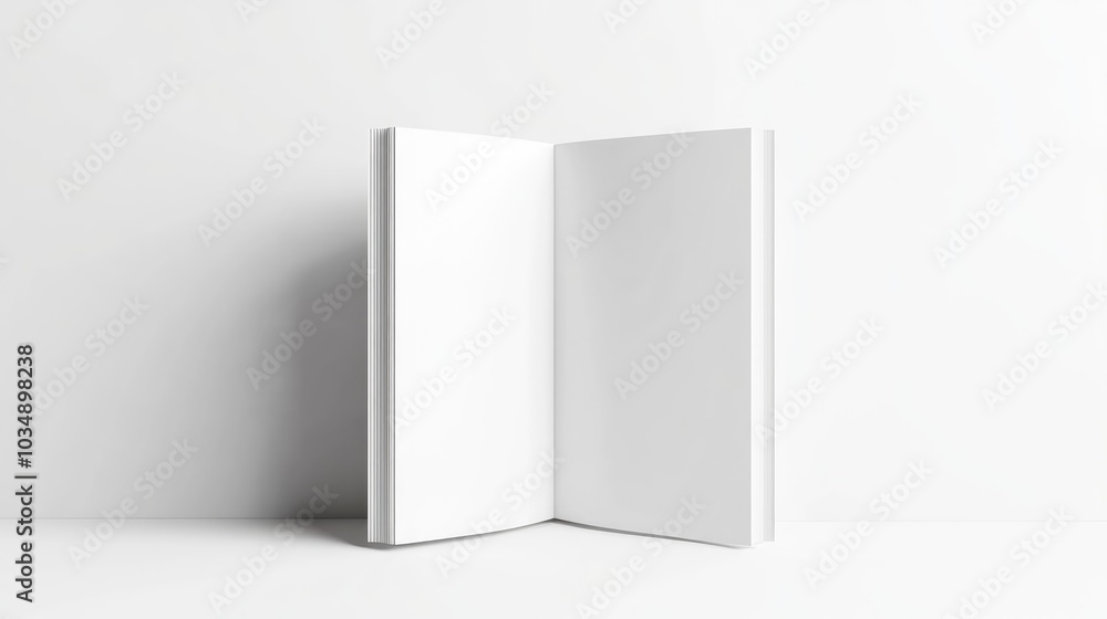Poster vertical white booklet mockup a4 size split into two sections displayed against a white background 3