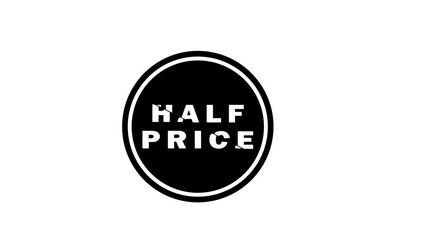 HALF PRICE, stamp, black isolated silhouette