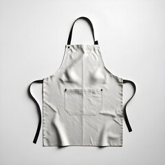 White Apron with Black Straps and Pocket