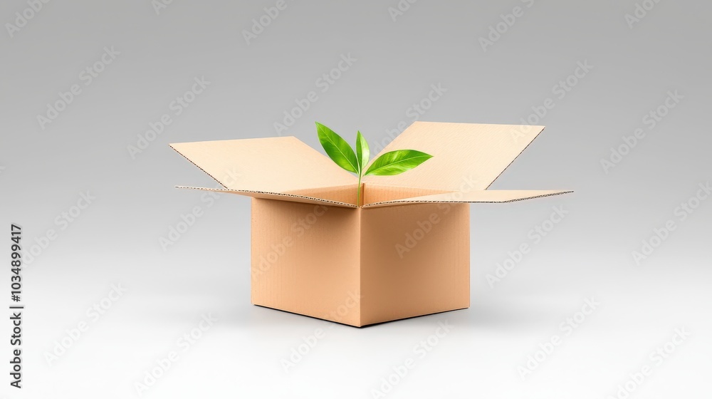 Poster an open brown cardboard box with a natural texture displayed on a white surface, representing simpli