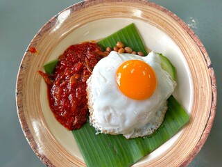 Close up of Nasi lemak Malaysian food.