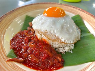 Close up of Nasi lemak Malaysian food