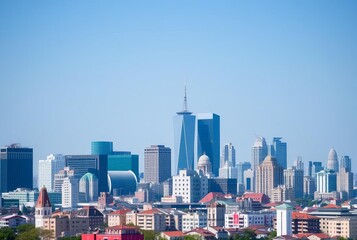 City Skyline Buildings of varying heights arranged along a horiz