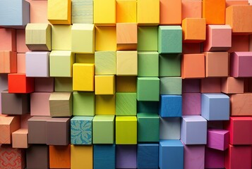 Obraz premium Cubic Rainbow Colors arranged in cubic or block forms creating a