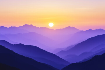 Obraz premium Majestic Mountain Sunset View