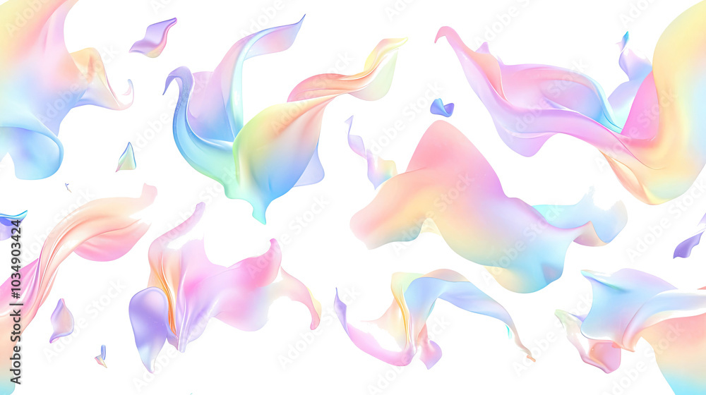 Poster rainbow gradient shapes on a transparent background generative ai