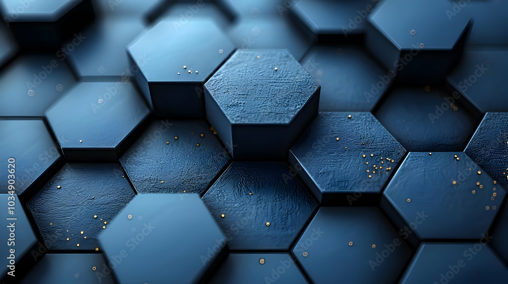 Poster abstract 3d hexagon pattern with gold dots
