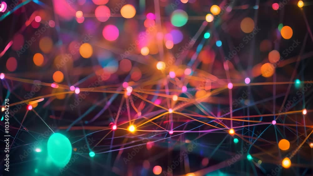 Poster this videograph showcases a vibrant and dynamic abstract background featuring an array of colorful l