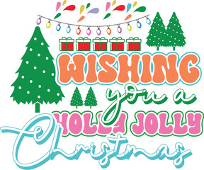 Wishing you a holly jolly christmas design