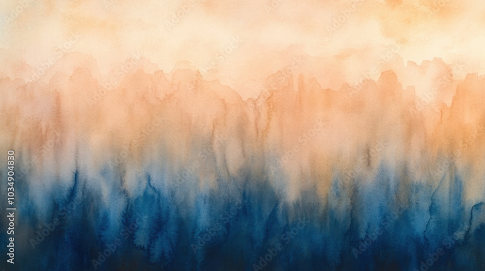 Poster abstract watercolor artwork with tan gradient, featuring soft transitions of color and texture for a